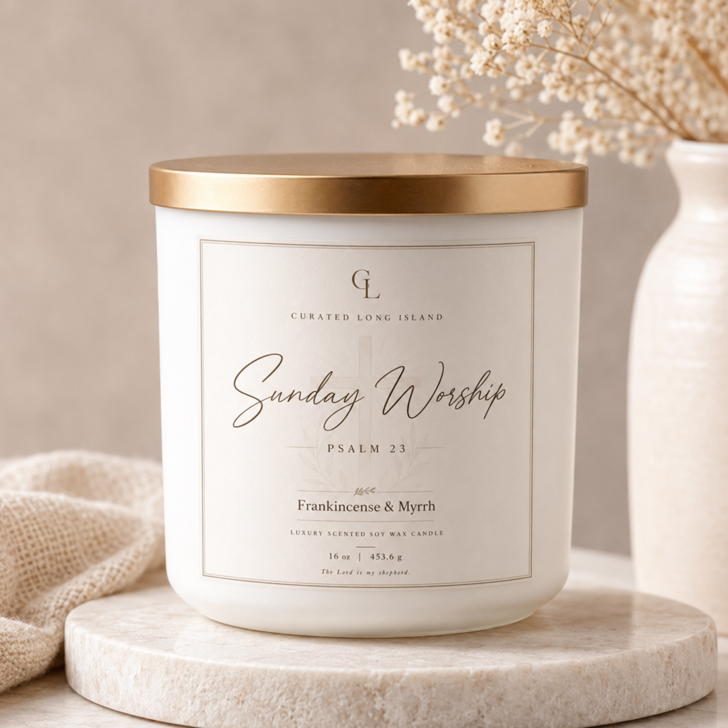 Sunday Worthy soy wax candle, Curated Long Island
