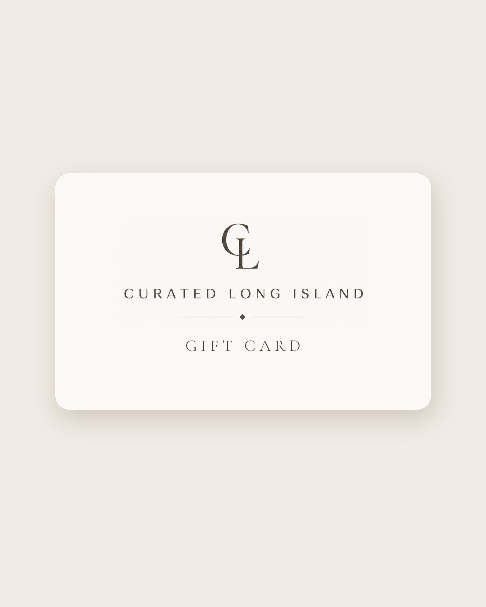 Curated Long Island gift card with the CL logo on a cream card